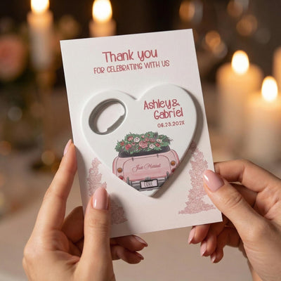 Heart Shape Pink Car wedding bottle opener magnet — featured product view