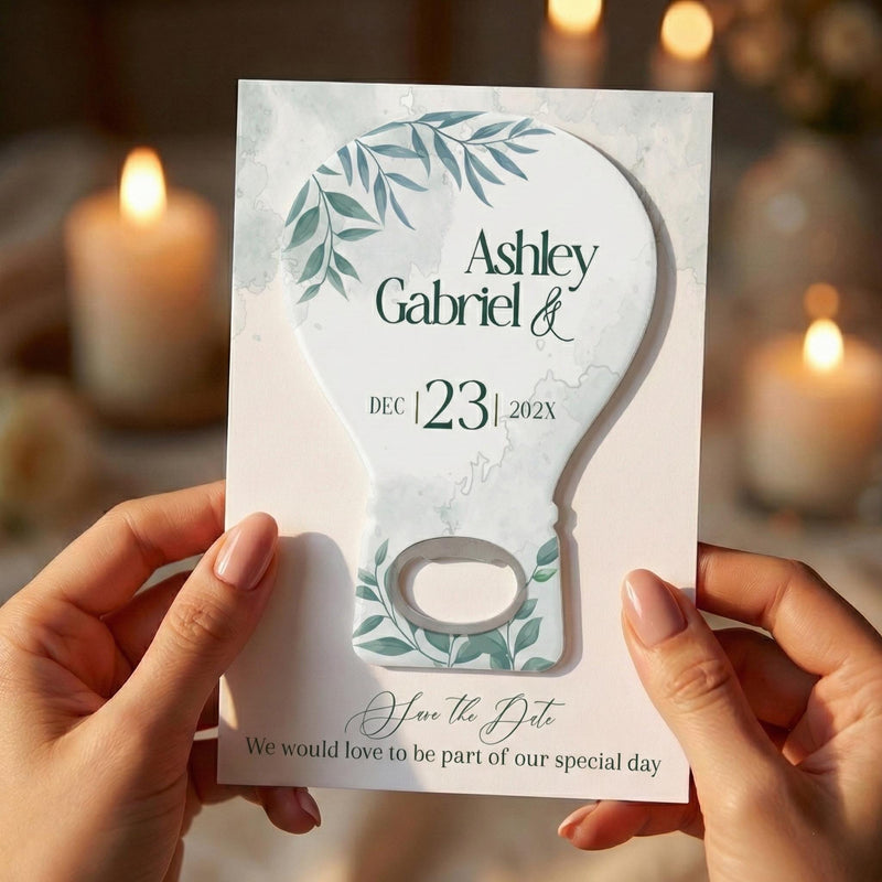 Calendar Elegant Eucalyptus Save the Date Bottle Opener Magnets
