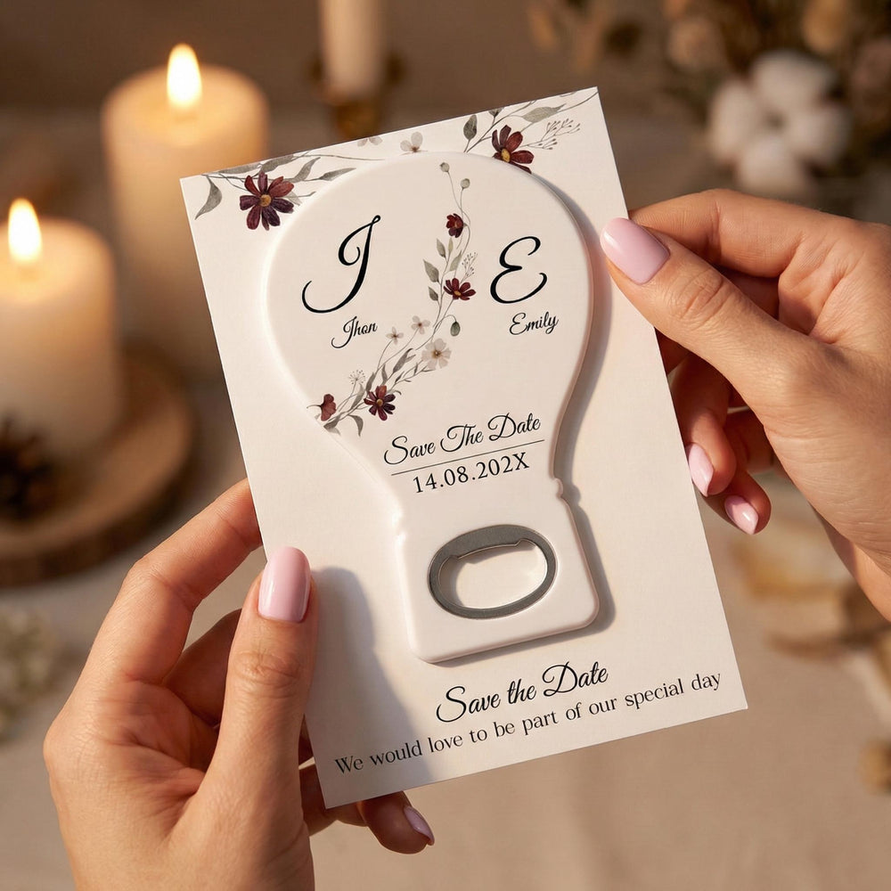 Light Bulb wedding bottle opener magnet — featured product view