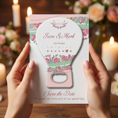 Modern Floral save the date bottle opener magnet — featured product view