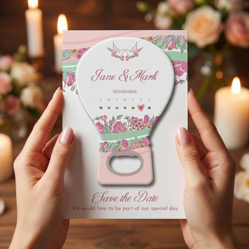 Modern Floral Save the Date Bottle Opener Magnets
