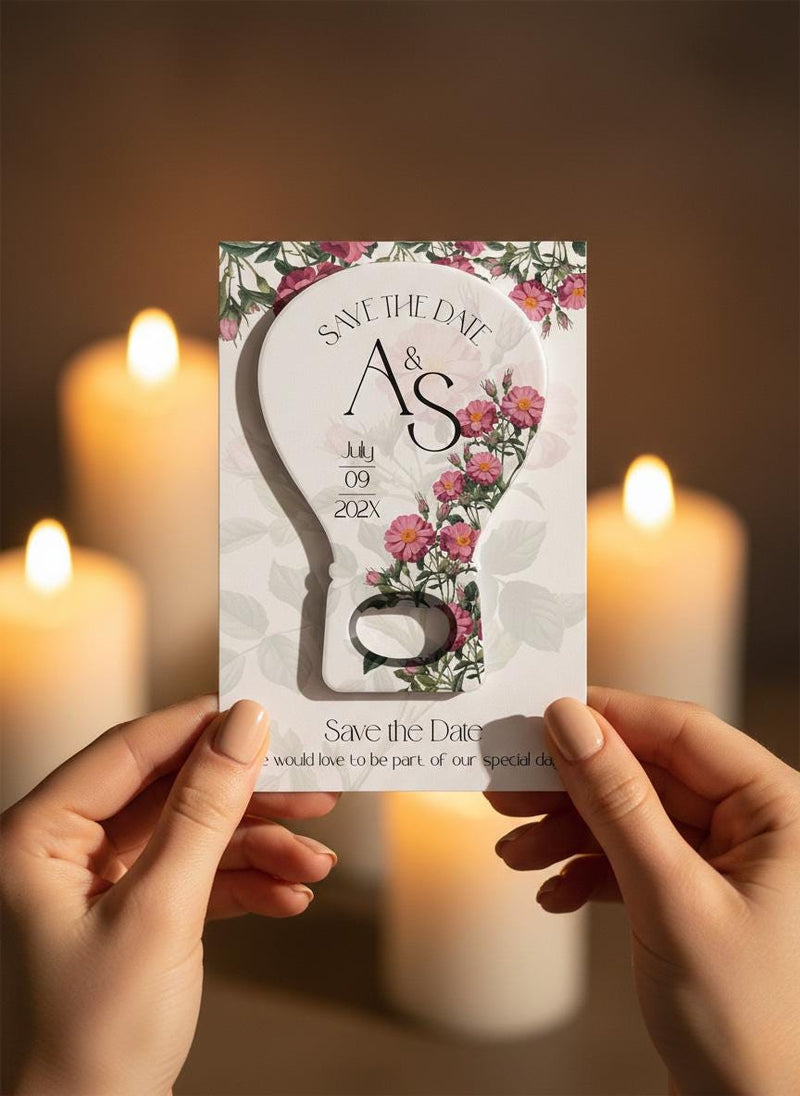 Elegant Floral Botanical Save the Date Bottle Opener Magnets