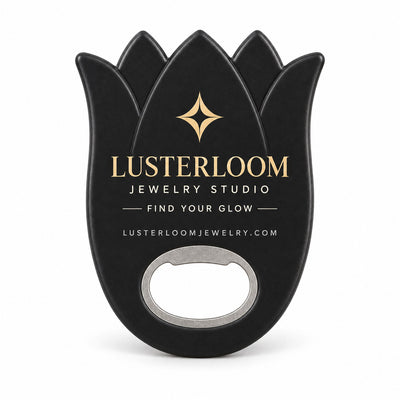 Jewelry Store custom logo bottle opener magnet - front view of the printed promotional magnet