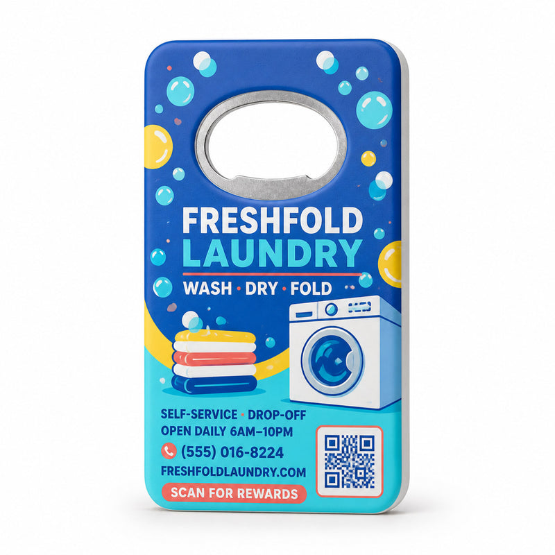 Laundromat Promotional Bottle Opener Magnets