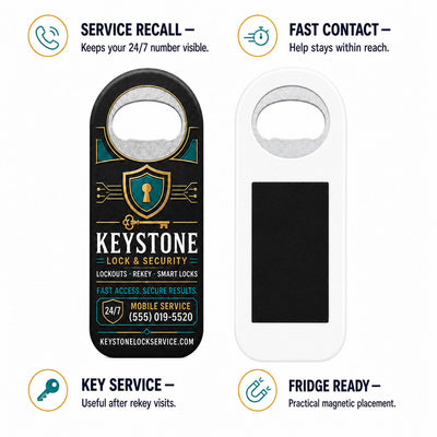 Locksmith custom logo bottle opener magnet - product features