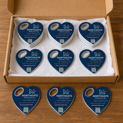Medical Practice custom logo bottle opener magnet - bulk order prepared for packing