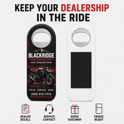 Motorcycle Dealer custom logo bottle opener magnet - product features