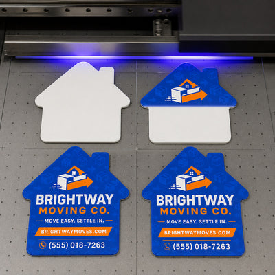 Moving Company Promotional custom logo bottle opener magnet - close-up of the UV printed logo