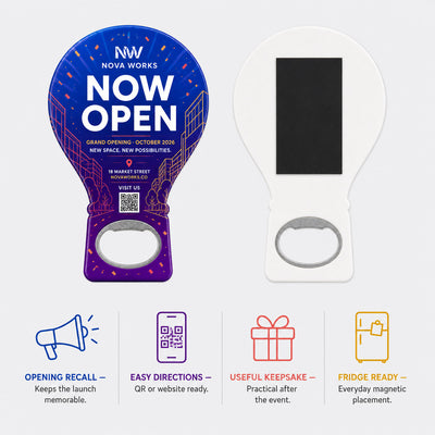 Office Grand Opening custom logo bottle opener magnet - product features