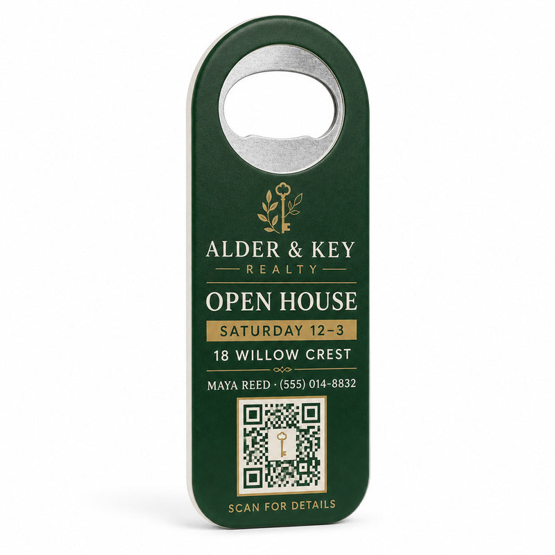 Open House QR Bottle Opener Magnets