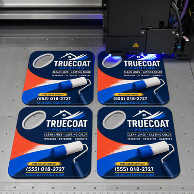 Painting Company Logo custom logo bottle opener magnet - close-up of the UV printed logo