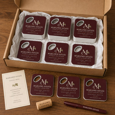 Personalized Winery custom logo bottle opener magnet - bulk order laid out before packing