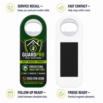 Pest Control custom logo bottle opener magnet - product features