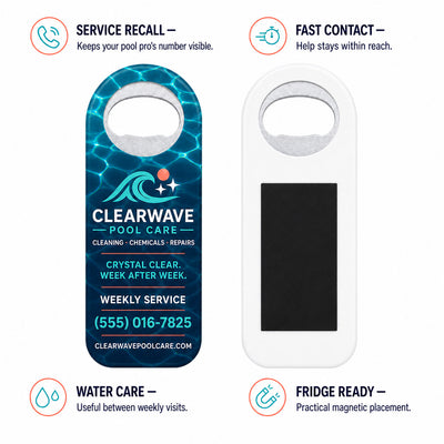 Pool Service custom logo bottle opener magnet - product features