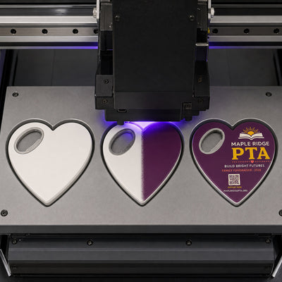 PTA Fundraiser custom logo bottle opener magnet - close-up of the UV printed logo