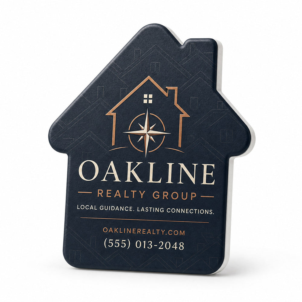 Real Estate Brokerage Logo custom logo bottle opener magnet - front view of the printed promotional magnet
