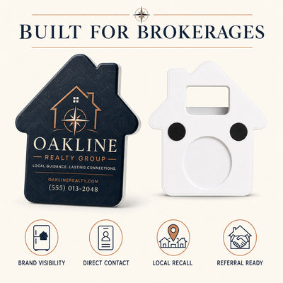 Real Estate Brokerage Logo custom logo bottle opener magnet - product features