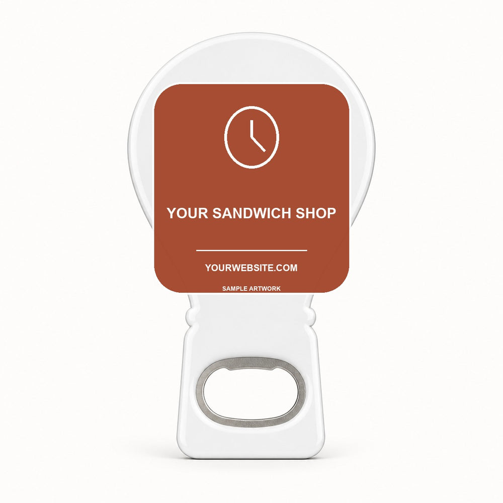 Sandwich Shop Bottle Opener Magnets — sample front artwork