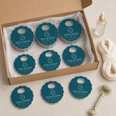 Skincare Studio custom logo bottle opener magnet - bulk order laid out before packing