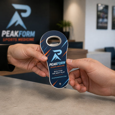 Sports Medicine Clinic custom logo bottle opener magnet - promotional bottle opener magnet