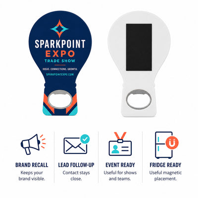 Trade Show Giveaway custom logo bottle opener magnet - product features